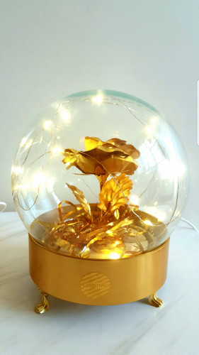 باکس گل رز طلایی پایه دارشیشه فلکسی حبابی